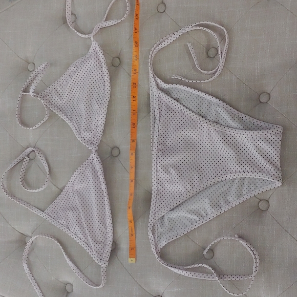 🙋🍍 Classic String Bikini Pink Black Polka Dots - Picture 4 of 5